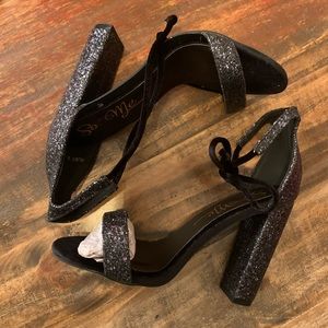 Black Glitter High Heels - Lola Shoetique